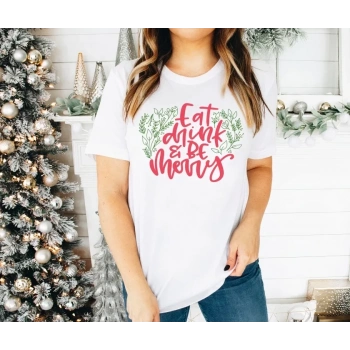 MARSiLYAN- Yılbaşı Noel Baskılı Kısa Kollu Oversize Bisiklet Yaka T-shirt - Beyaz
