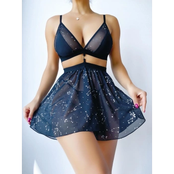 MARSiLYAN-  Yıldız Desenli Fantezi Etekli Takım