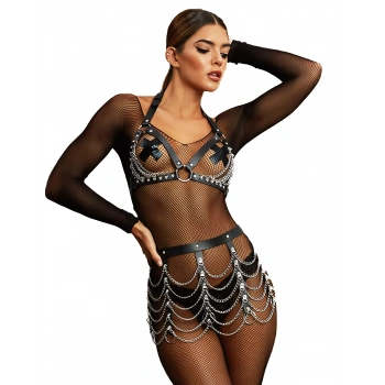 MARSiLYAN-  Zincir Detaylı Fantezi Harness Aksesuar