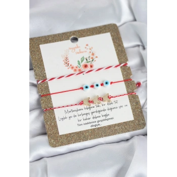 Marteniçka Bileklik 3lü Kelebek ve Nazar Boncuklu Model - TJ-BB8314