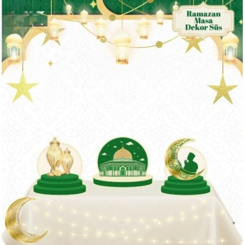 Masa Üstü 3lü Ramazan Süsü Yeşil