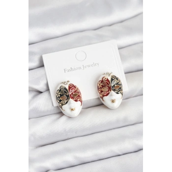 Maske Model Pirinç Kadın Küpe - TJ-BKP11589