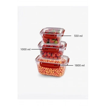 Master Dikdörtgen Saklama Seti 3lü 550-1000-1800 Ml -30866