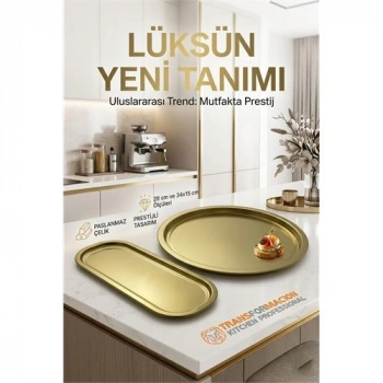 Masterpiece Çelik Tepsi Seti – Yuvarlak 28 cm & Dikdörtgen 34x15 cm 722990