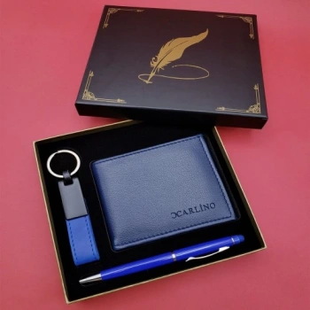 Mavi Cüzdan Anahtarlık ve Kalem