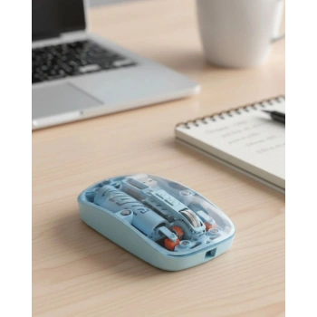 Mavi Kablosuz Mouse Bluetooth Ve Usb Çift Mod Bağlantılı