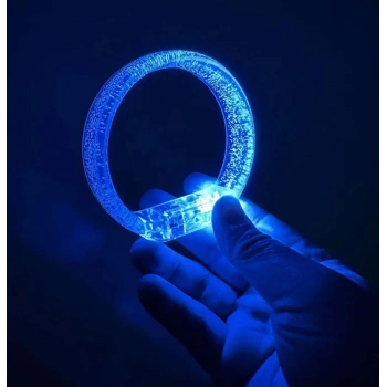 Mavi Led Işıklı Baskı Yapılabilen Pilli Bileklik Bilezik 1,5 cm Genişlik