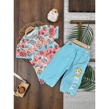 MAVI RENK  KISA  KOLLU BİSİKLET YAKA BELİ LASTİKLİ 2 PARÇA KIZ  BEBEK ALT ÜST TAKIM