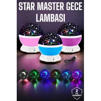 Mavi Ve Mor Işıklı Projeksiyon Lambası