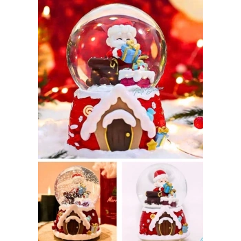 Mega Boy 2025 Yılbaşı Noel Baba Temalı Kar Püskürtmeli Işıklı Müzikli  Kar Küresi 16 cm- 18B