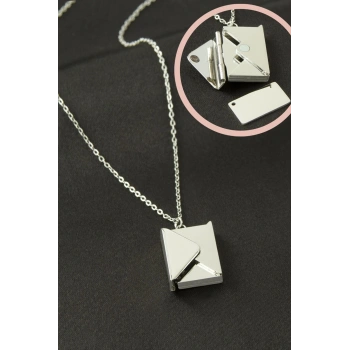 Mektup Kapaklı Çelik Kolye