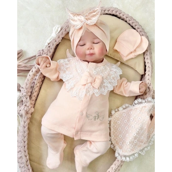 Melek Kanatlı % 100 Pamuk 5li Kız Bebek Hastane Çıkış Seti