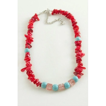 Mercan Necef Kırık Doğaltaş Kolye