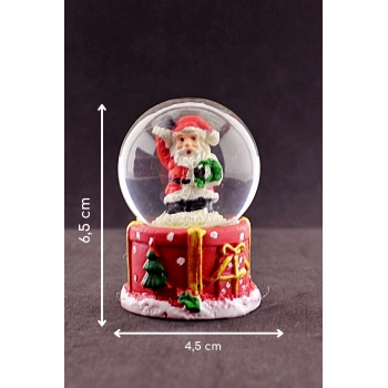 Merry Christmas El Sallayan Noel Baba Temalı  Mini Boy Işıklı Kar Küresi 6,5 cm 1