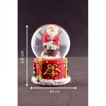 Merry Christmas Hediye Torbalı Noel Baba Temalı Mini Boy Işıklı Kar Küresi 6,5 cm 1