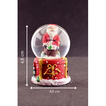 Merry Christmas Hediye Torbalı Noel Baba Temalı  Mini Boy Işıklı Kar Küresi 6,5 cm 1