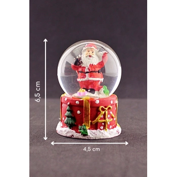 Merry Christmas Sevimli Noel Baba Temalı  Mini Boy Işıklı Kar Küresi 6,5 cm 1