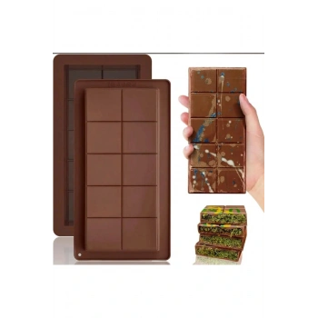 Meşhur Dubai Çikolatası Kalıbı Silikon - Büyük Tablet Çikolata Mum Kek Kalıbı Pasta Kalıbı