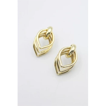 Metal Halka Küpe - Altın