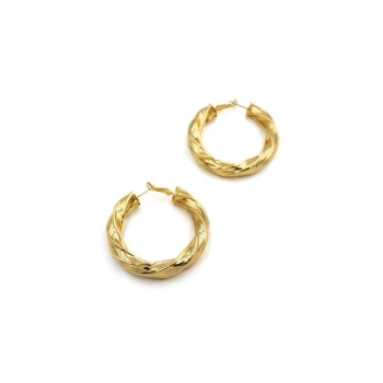 Metal Halka Küpe - Altın