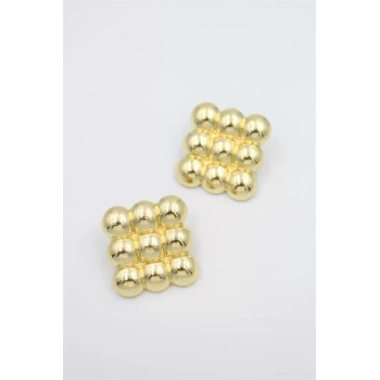 Metal Kare Küpe - Altın