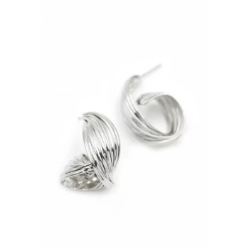 Metal Kıvrımlı Küpe - Gümüş