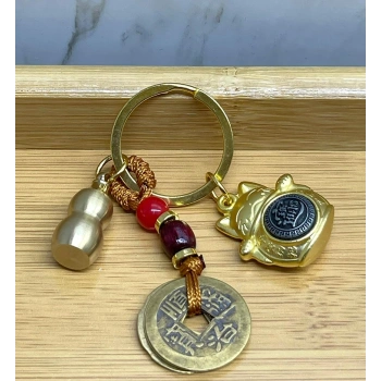 Metal Şans Ve Bereket Kedisi Anahtarlık Model 3