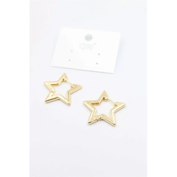Metal Yıldız Küpe - Altın