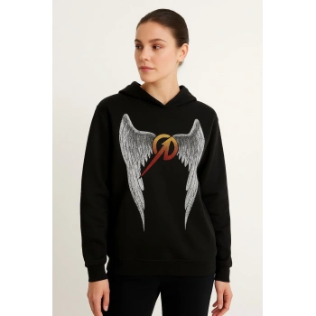 Metallica İki İplik Kapüşonlu Ön ve Arka Baskılı hoodie - Siyah -