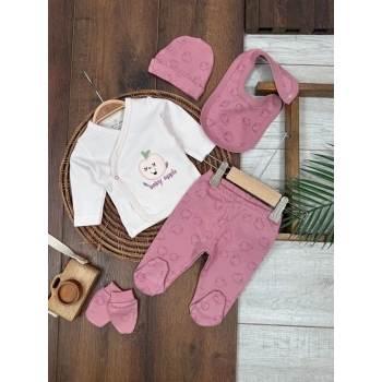 Mevsimlik Yenidoğan 5li Bisiklet Yaka Kız Bebek Hastane Çıkış Seti