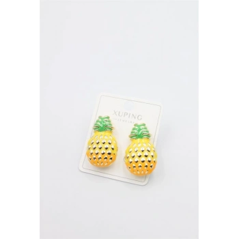 Mineli Ananas Küpe - Altın