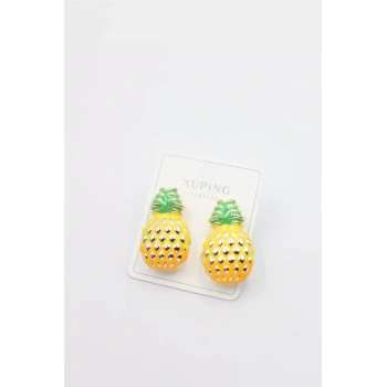 Mineli Ananas Küpe - Altın