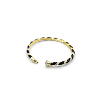 Mineli Çivi Bilezik - Siyah