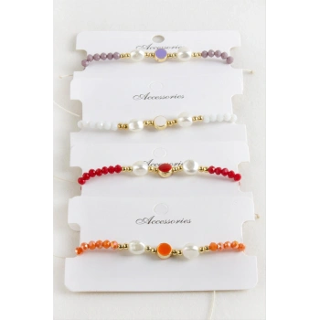 Mineli İnci Kristal Makrome İp Bileklik