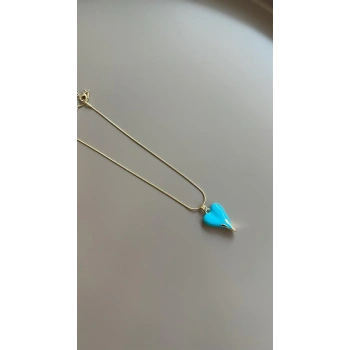 Mineli Kalp Kolye - Mavi