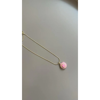 Mineli Kapaklı Kolye - Pembe