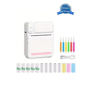 Mini Taşınabilir Yazıcı 13 Rulo Kağıtlı Mürekkepsiz Etiket Yazıcısı Mini Termal Yazıcı