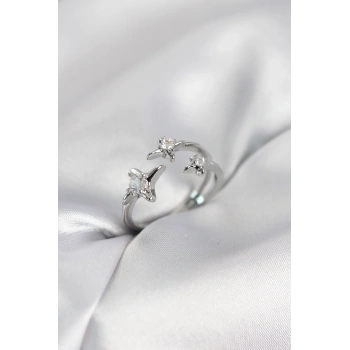 Minimal Kutup Yıldızı Model Gümüş Renk Kadın Yüzük - TJ-BYK4134