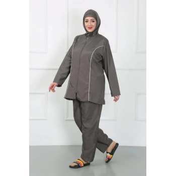 MİRAY- Büyük Beden Tesettür Büyük Mayo Füme