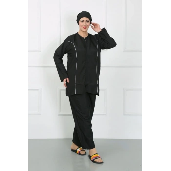 MİRAY- Büyük Beden Tesettür Büyük Mayo Siyah