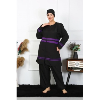 MİRAY- Büyük Beden Tesettür Mayo Siyah