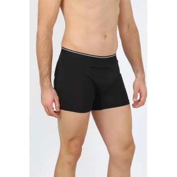 MİRAY- Erkek Büyük Beden Siyah Pamuk Likralı Rahat Kalıp Boxer