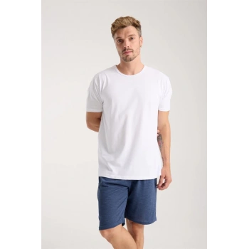 MİRAY- Erkek Cepli Pamuk Penye Şort Lacivert