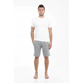 MİRAY- Erkek Cepli Pamuk Şort Gri