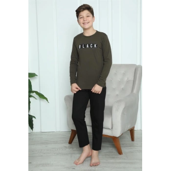 MİRAY- Erkek Çocuk Penye Pijama Takım Haki