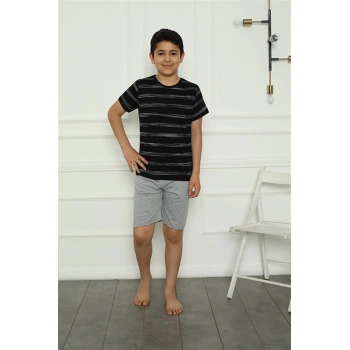 MİRAY- Erkek Çocuk Penye Şortlu Pijama Takım Siyah
