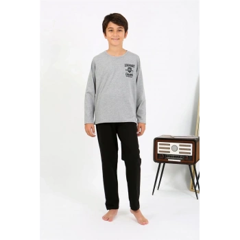 MİRAY- Erkek Çocuk Uzun Kol Penye Pijama Takım Gri