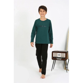 MİRAY- Erkek Çocuk Uzun Kol Penye Pijama Takım ZümrütYeşili