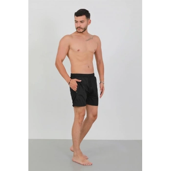 MİRAY- Erkek Fermuarlı Cepli Deniz Şortu Siyah