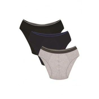 MİRAY- Erkek Pamuk 3lü Siyah Laci Gri Likralı Slip